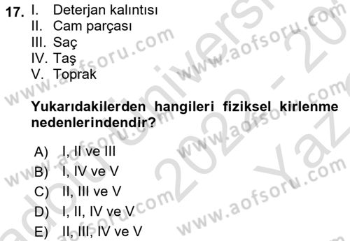 Genel Beslenme Dersi 2022 - 2023 Yılı Yaz Okulu Sınav Soruları 17. Soru