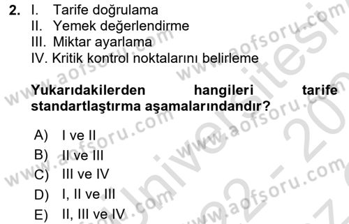 Genel Beslenme Dersi 2022 - 2023 Yılı Yaz Okulu Sınav Soruları 2. Soru