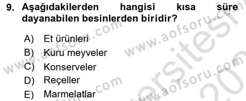 Genel Beslenme Dersi 2022 - 2023 Yılı Yaz Okulu Sınav Soruları 9. Soru