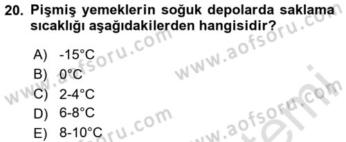 Genel Beslenme Dersi 2023 - 2024 Yılı (Vize) Ara Sınav Soruları 20. Soru