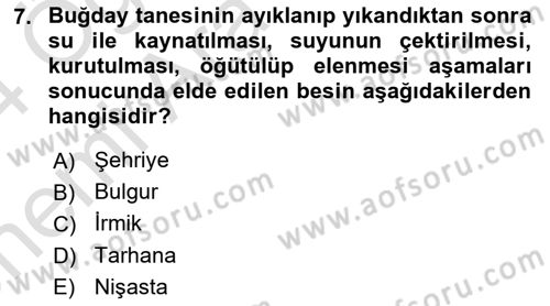 Genel Beslenme Dersi 2023 - 2024 Yılı (Vize) Ara Sınav Soruları 7. Soru