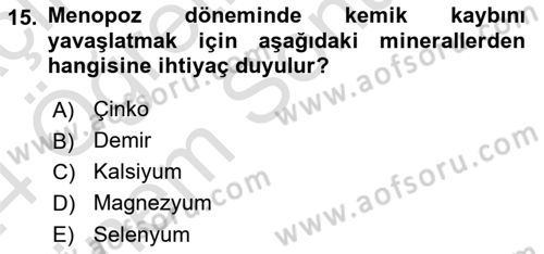 Genel Beslenme Dersi 2023 - 2024 Yılı (Final) Dönem Sonu Sınav Soruları 15. Soru