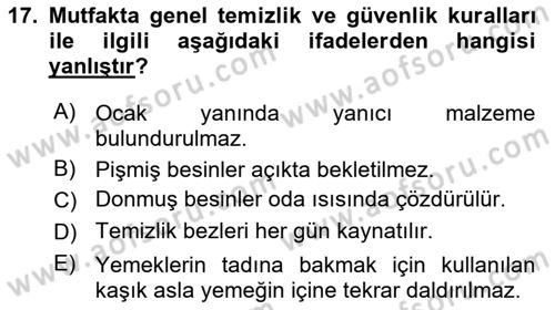 Genel Beslenme Dersi 2023 - 2024 Yılı (Final) Dönem Sonu Sınav Soruları 17. Soru