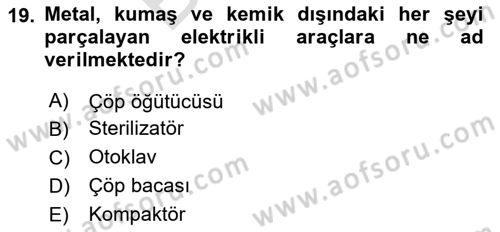 Genel Beslenme Dersi 2023 - 2024 Yılı (Final) Dönem Sonu Sınav Soruları 19. Soru