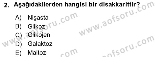 Genel Beslenme Dersi 2023 - 2024 Yılı (Final) Dönem Sonu Sınav Soruları 2. Soru