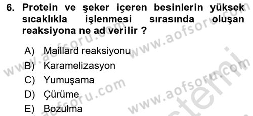 Genel Beslenme Dersi 2023 - 2024 Yılı (Final) Dönem Sonu Sınav Soruları 6. Soru