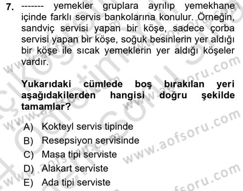 Genel Beslenme Dersi 2023 - 2024 Yılı (Final) Dönem Sonu Sınav Soruları 7. Soru