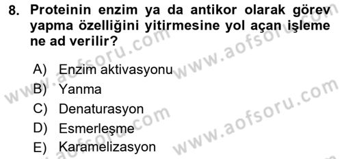 Genel Beslenme Dersi 2023 - 2024 Yılı (Final) Dönem Sonu Sınav Soruları 8. Soru