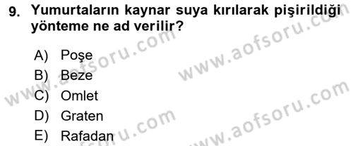 Genel Beslenme Dersi 2023 - 2024 Yılı (Final) Dönem Sonu Sınav Soruları 9. Soru