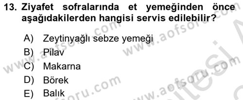 Genel Beslenme Dersi 2023 - 2024 Yılı Yaz Okulu Sınav Soruları 13. Soru
