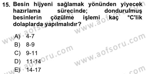 Genel Beslenme Dersi 2023 - 2024 Yılı Yaz Okulu Sınav Soruları 15. Soru