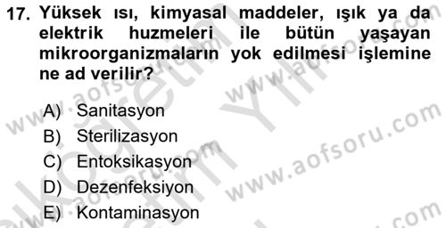 Genel Beslenme Dersi 2023 - 2024 Yılı Yaz Okulu Sınav Soruları 17. Soru
