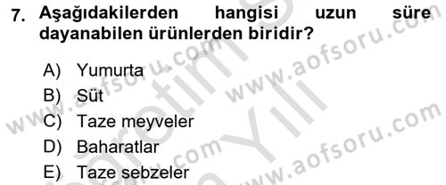 Genel Beslenme Dersi 2023 - 2024 Yılı Yaz Okulu Sınav Soruları 7. Soru
