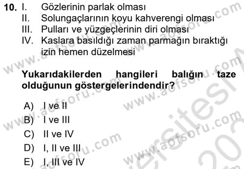 Genel Beslenme Dersi 2024 - 2025 Yılı (Vize) Ara Sınav Soruları 10. Soru