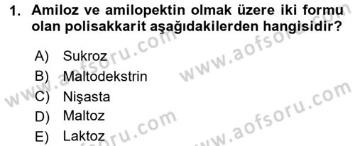 Genel Beslenme Dersi 2024 - 2025 Yılı (Final) Dönem Sonu Sınav Soruları 1. Soru