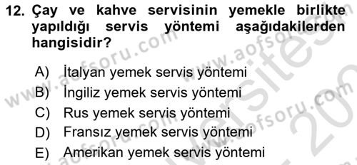 Genel Beslenme Dersi 2024 - 2025 Yılı (Final) Dönem Sonu Sınav Soruları 12. Soru