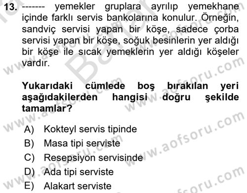 Genel Beslenme Dersi 2024 - 2025 Yılı (Final) Dönem Sonu Sınav Soruları 13. Soru