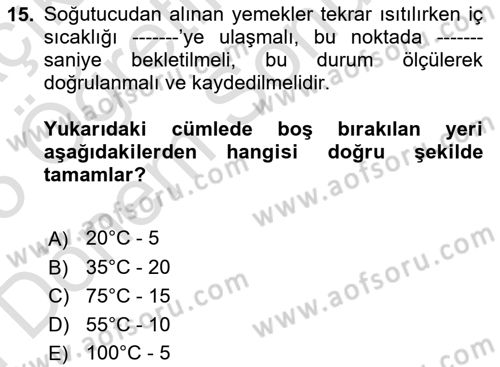 Genel Beslenme Dersi 2024 - 2025 Yılı (Final) Dönem Sonu Sınav Soruları 15. Soru