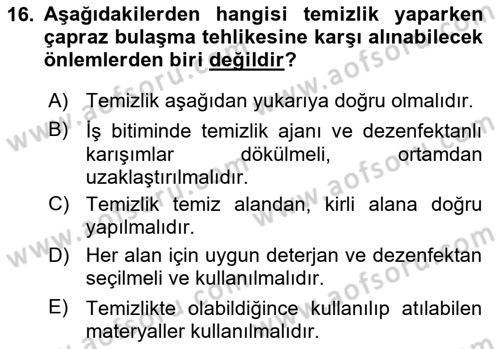 Genel Beslenme Dersi 2024 - 2025 Yılı (Final) Dönem Sonu Sınav Soruları 16. Soru