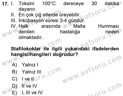 Genel Beslenme Dersi 2024 - 2025 Yılı (Final) Dönem Sonu Sınav Soruları 17. Soru
