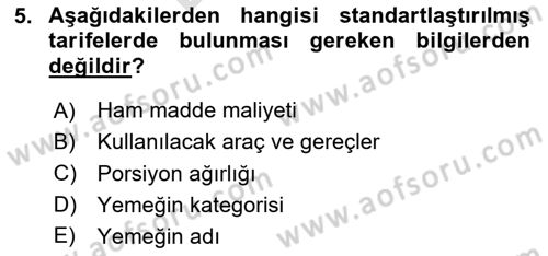 Genel Beslenme Dersi 2024 - 2025 Yılı (Final) Dönem Sonu Sınav Soruları 5. Soru