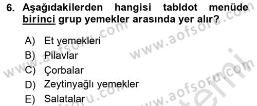 Genel Beslenme Dersi 2024 - 2025 Yılı (Final) Dönem Sonu Sınav Soruları 6. Soru