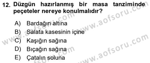 Genel Beslenme Dersi 2024 - 2025 Yılı Yaz Okulu Sınav Soruları 12. Soru