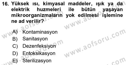 Genel Beslenme Dersi 2024 - 2025 Yılı Yaz Okulu Sınav Soruları 16. Soru