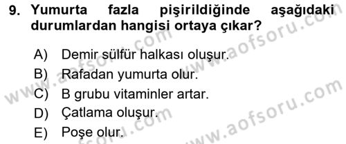 Genel Beslenme Dersi Yaz Okulu Sınavı Deneme Sınav Soruları 9. Soru