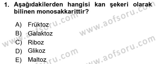 Genel Beslenme Dersi 2025 - 2026 Yılı (Vize) Ara Sınav Soruları 1. Soru