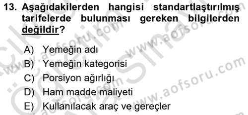 Genel Beslenme Dersi 2025 - 2026 Yılı (Vize) Ara Sınav Soruları 13. Soru