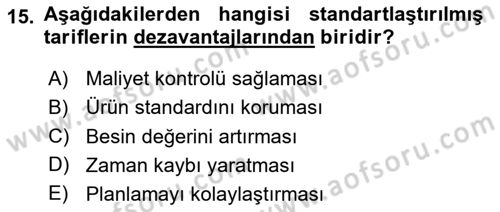 Genel Beslenme Dersi 2025 - 2026 Yılı (Vize) Ara Sınav Soruları 15. Soru