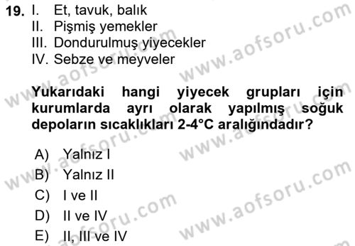 Genel Beslenme Dersi 2025 - 2026 Yılı (Vize) Ara Sınav Soruları 19. Soru
