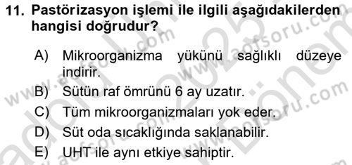 Genel Beslenme Dersi 2025 - 2026 Yılı (Final) Dönem Sonu Sınav Soruları 11. Soru