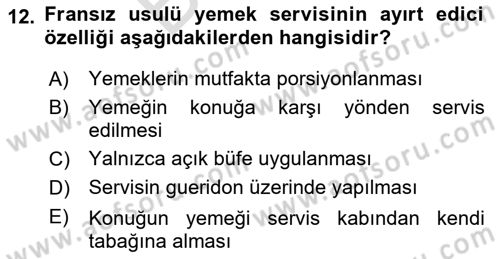 Genel Beslenme Dersi 2025 - 2026 Yılı (Final) Dönem Sonu Sınav Soruları 12. Soru