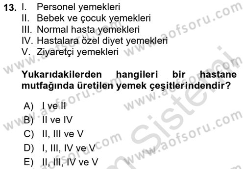 Genel Beslenme Dersi 2025 - 2026 Yılı (Final) Dönem Sonu Sınav Soruları 13. Soru