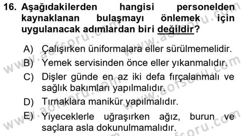 Genel Beslenme Dersi 2025 - 2026 Yılı (Final) Dönem Sonu Sınav Soruları 16. Soru
