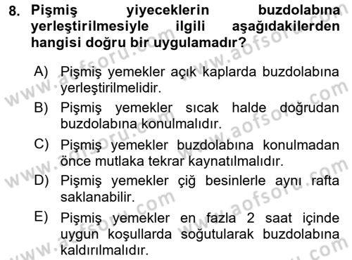 Genel Beslenme Dersi 2025 - 2026 Yılı (Final) Dönem Sonu Sınav Soruları 8. Soru