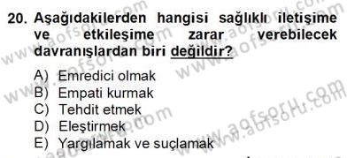 Çocuk ve Ergen Bakımı Dersi 2012 - 2013 Yılı (Final) Dönem Sonu Sınav Soruları 20. Soru