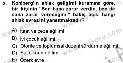 Çocuk ve Ergen Bakımı Dersi 2013 - 2014 Yılı (Vize) Ara Sınav Soruları 2. Soru
