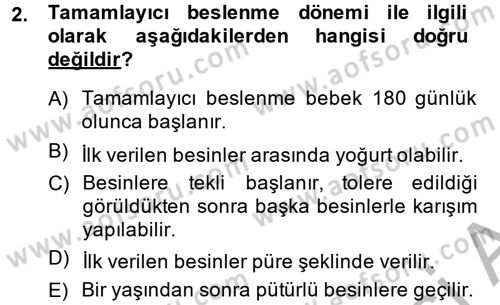 Çocuk ve Ergen Bakımı Dersi 2013 - 2014 Yılı (Final) Dönem Sonu Sınav Soruları 2. Soru