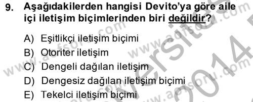 Çocuk ve Ergen Bakımı Dersi 2013 - 2014 Yılı (Final) Dönem Sonu Sınav Soruları 9. Soru