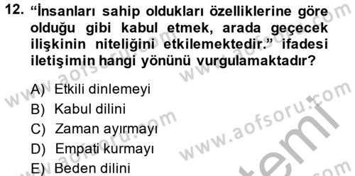 Çocuk ve Ergen Bakımı Dersi 2014 - 2015 Yılı (Vize) Ara Sınavı 12. Soru