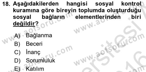 Çocuk ve Ergen Bakımı Dersi 2015 - 2016 Yılı (Final) Dönem Sonu Sınav Soruları 18. Soru