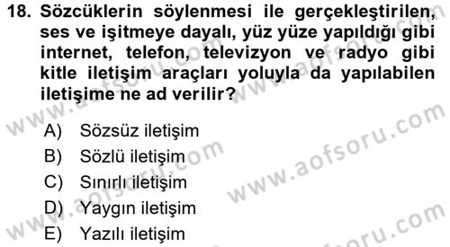 Çocuk ve Ergen Bakımı Dersi 2016 - 2017 Yılı (Vize) Ara Sınavı 18. Soru