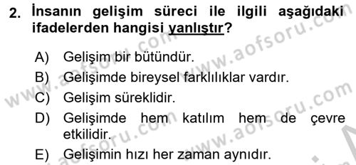 Çocuk ve Ergen Bakımı Dersi 2016 - 2017 Yılı (Vize) Ara Sınavı 2. Soru