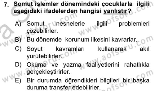 Çocuk ve Ergen Bakımı Dersi 2016 - 2017 Yılı (Vize) Ara Sınavı 7. Soru