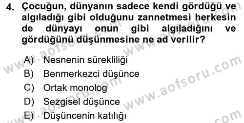 Çocuk ve Ergen Bakımı Dersi 2016 - 2017 Yılı (Final) Dönem Sonu Sınav Soruları 4. Soru