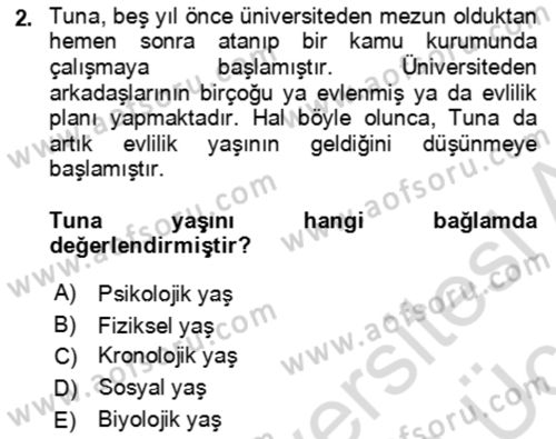 Çocuk ve Ergen Bakımı Dersi 2018 - 2019 Yılı 3 Ders Sınav Soruları 2. Soru