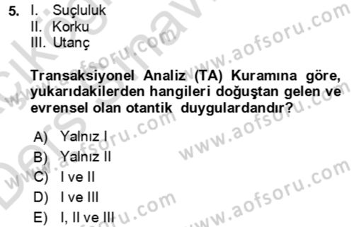 Çocuk ve Ergen Bakımı Dersi 2018 - 2019 Yılı 3 Ders Sınav Soruları 5. Soru